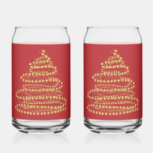 Arbre de Noël à la spirale d'or peut jeu de verre