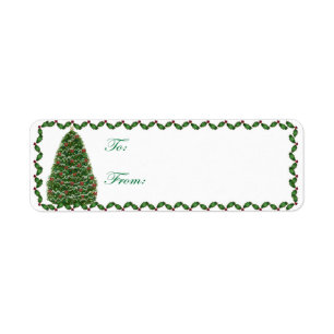 Arbre de Noël adhésif et étiquettes cadeaux Holly
