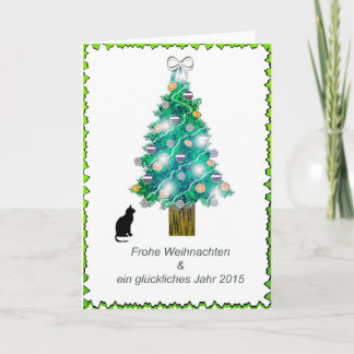 Arbre de Noël allemand et carte de chat