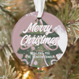 Arbre de Noël Arbre Artistique Vert rose Joyeux Sc