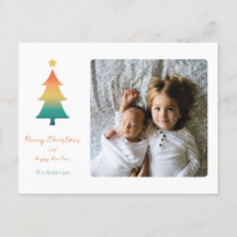 Arbre de Noël au crépuscule Carte de vœux