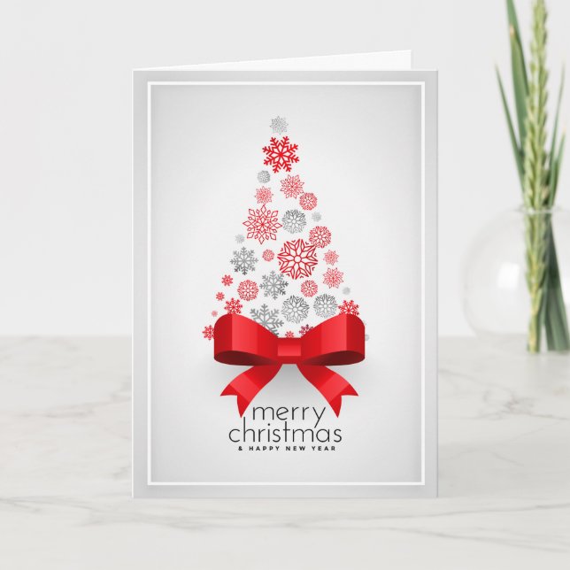 Arbre de Noël avec flocons de neige Carte de voeux (Devant)