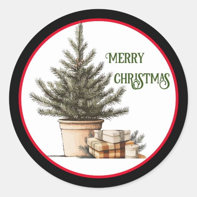 Arbre de Noël avec stickers cadeaux (Devant)