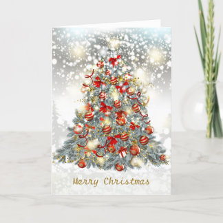 Arbre de Noël, baubles Carte de vacances pliée