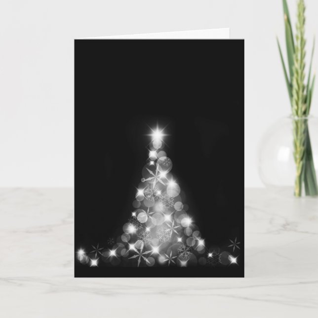Arbre de Noël blanc moderne sur la carte de voeux (Devant)