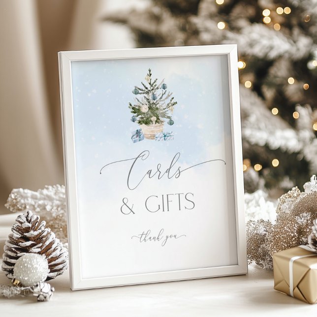 Arbre de Noël bleu Cartes et cadeaux Poster (Créateur téléchargé)