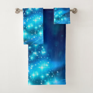 Arbre de Noël bleu cool avec lumières étincelantes