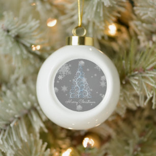 Arbre de Noël bleu et flocons de neige Ornement en