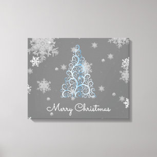 Arbre de Noël bleu et toile Snowflics Imprimer