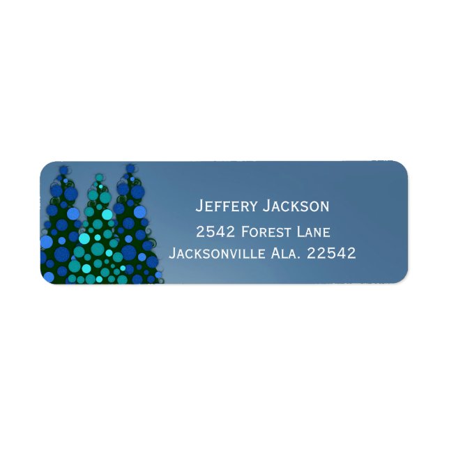Arbre de Noël bleu Étiquettes de adresse (Devant)