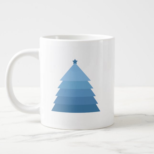 Arbre de Noël bleu Mug de café géant (Gauche)