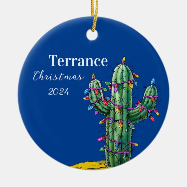 Arbre de Noël Cactus Ornement personnalisé (Devant)