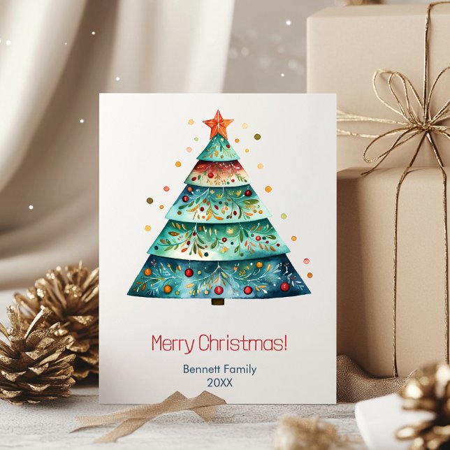 Arbre de Noël Carte de vacances de famille scandin (Minimal design, maximum joy 🌟 Share the spirit of the season with this unique card!)