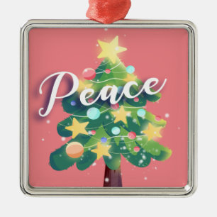 Arbre de Noël Carton de Paix Ornement en métal ros