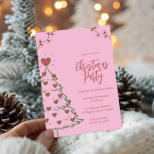 Arbre de Noël Coeur Fantaisiste Invitation de Fête