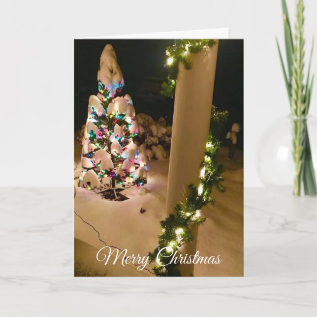 Arbre de Noël couvert d'une carte de neige (Devant)