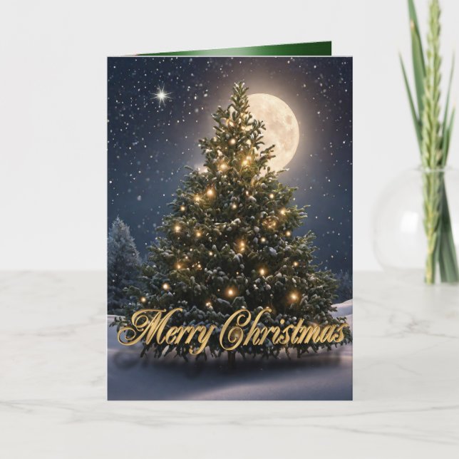 Arbre de Noël dans la carte des vacances de neige (Devant)