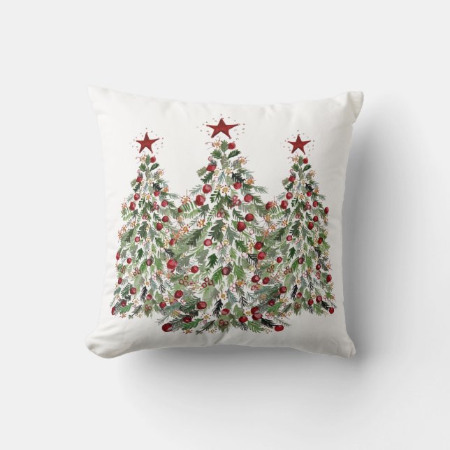 Arbre de Noël de couleur d'eau 20"" coussin x20 (Recto)