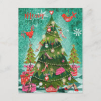 Arbre de Noël de fille | Carte photo de vacances