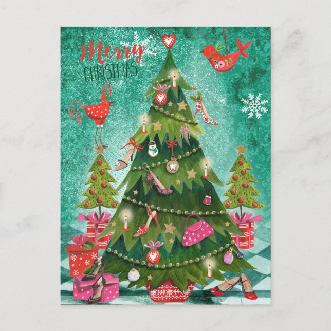 Arbre de Noël de fille | Carte photo de vacances (Devant)