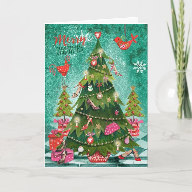 Arbre de Noël de la Fille de Vacances | Cartes de  (Devant)