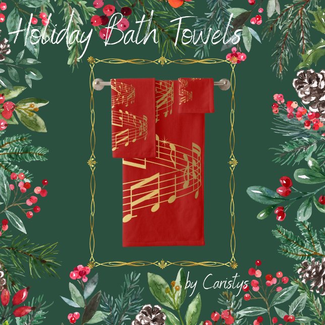 Arbre de Noël de l'or Notes musicales serviette (Créateur téléchargé)