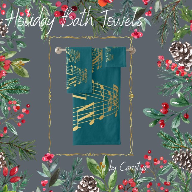 Arbre de Noël de l'or Notes musicales serviette (Créateur téléchargé)