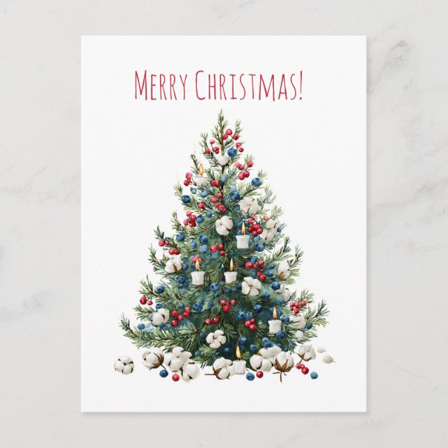 Arbre de Noël de vacances à l'aquarelle, Carte de  (Devant)