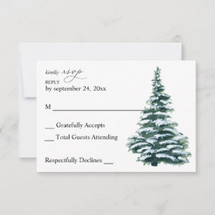 Arbre de Noël d'hiver verdure no Repas Carte RSVP