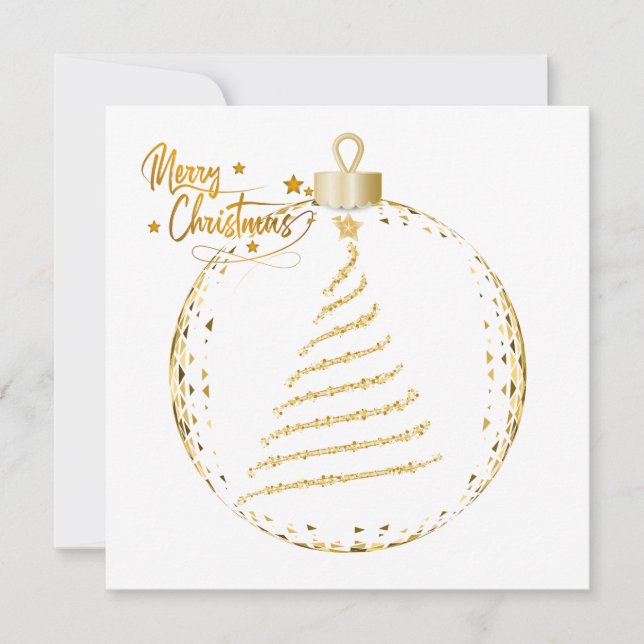 Arbre de Noël doré élégant pour carte de vœux (Devant)