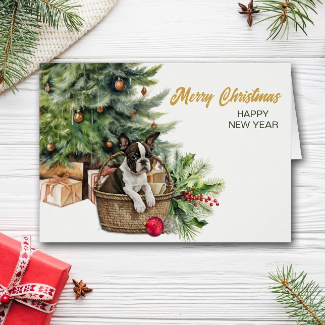 Arbre de Noël du panier d'osier de chien de Boston (Créateur téléchargé)