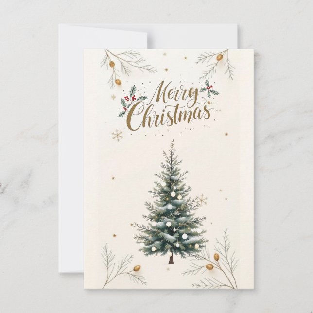 Arbre de Noël élégant & Carte "Joyeux Noël". (Devant)