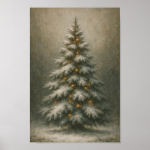 Arbre de Noël enneigé | Affiche de décoration hive