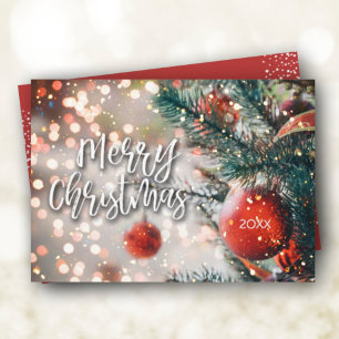 Arbre de Noël et ornements Carte de voeux de Noël