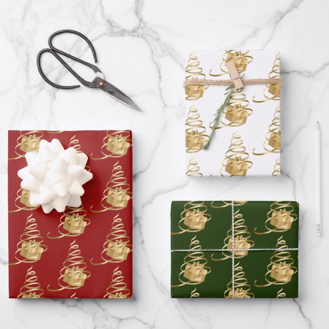 Arbre de Noël Feuille de papier d'emballage actuel (Recto)