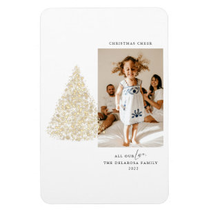 Arbre de Noël Gold-Lit Deux photos 2022 Magnet