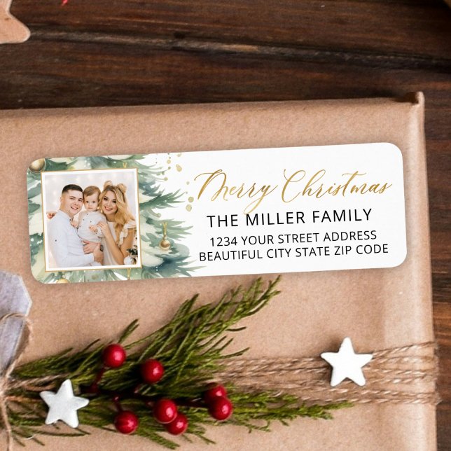 Arbre de Noël Gold Script Photo Retour (Créateur téléchargé)