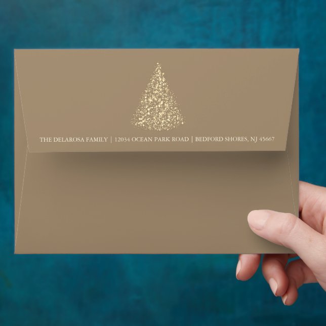 Arbre de Noël Gold Sparkle Enveloppe de Noël Kraft (Hand)