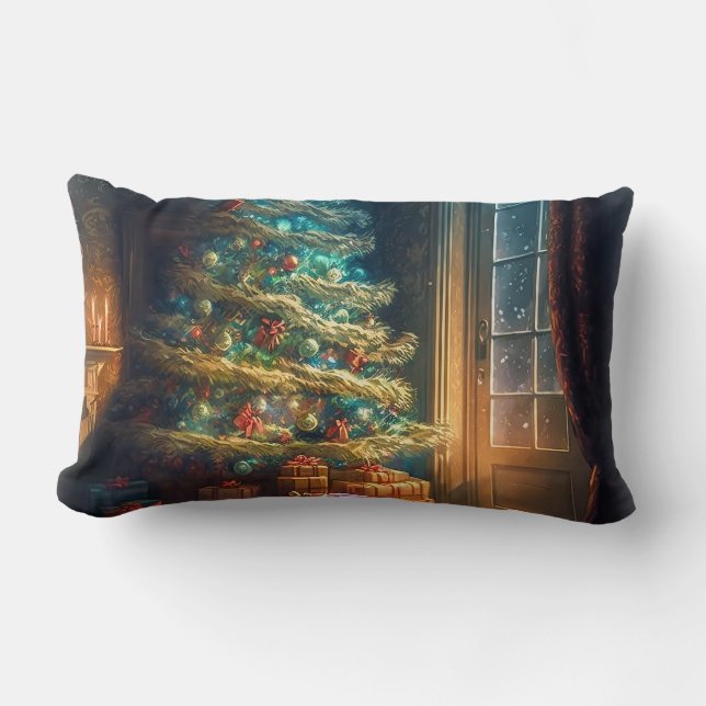 Arbre de Noël intérieur Lumbar Coussin 13" x 21" (Recto)