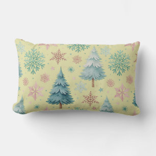Arbre de Noël jaune et coussin décoratif flocon de