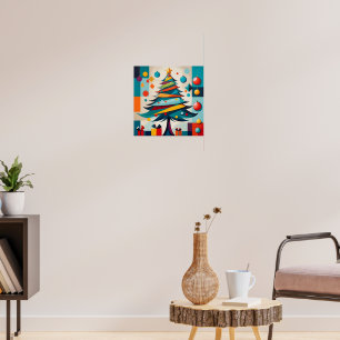 Arbre de Noël joyeux géométrique Art Déco avec cad