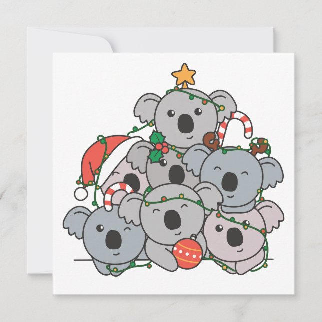 Arbre de Noël Koala Invitation de Noël Animaux Drô (Devant)