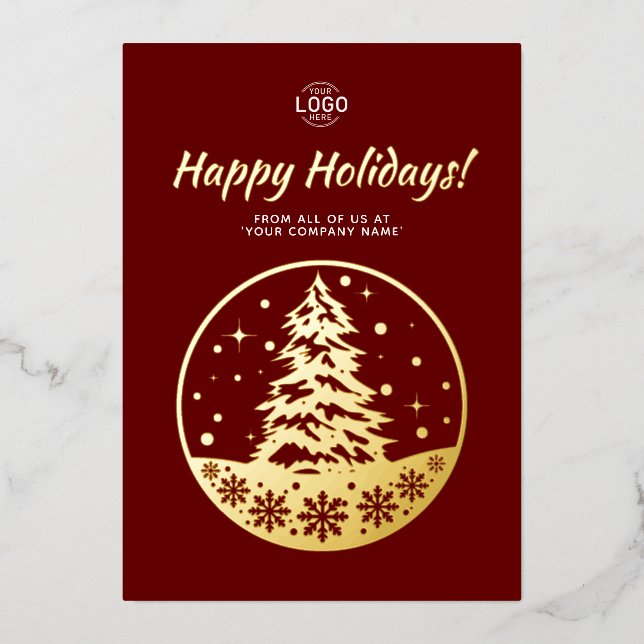 Arbre de Noël Logo Or Bourgogne Fêtes Carte (Recto)