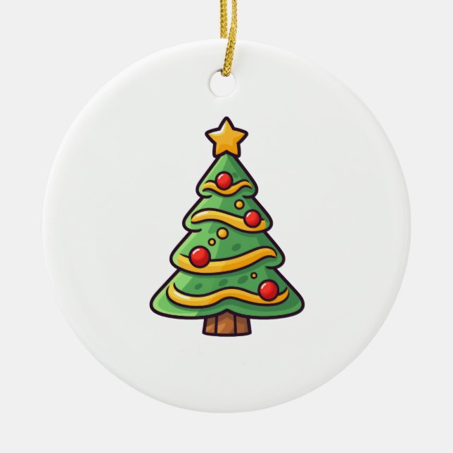 Arbre de Noël mignon avec ornements (Devant)