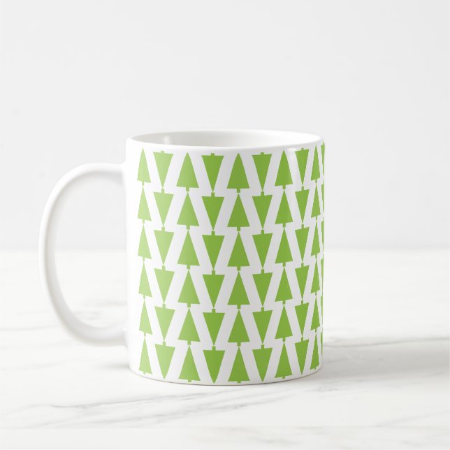 Arbre de Noël Moderne Vacances Vert Motif Mug (Gauche)