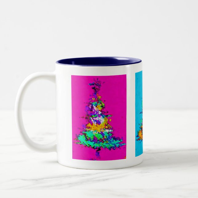 Arbre de Noël Mug bleu foncé Intérieur (Gauche)