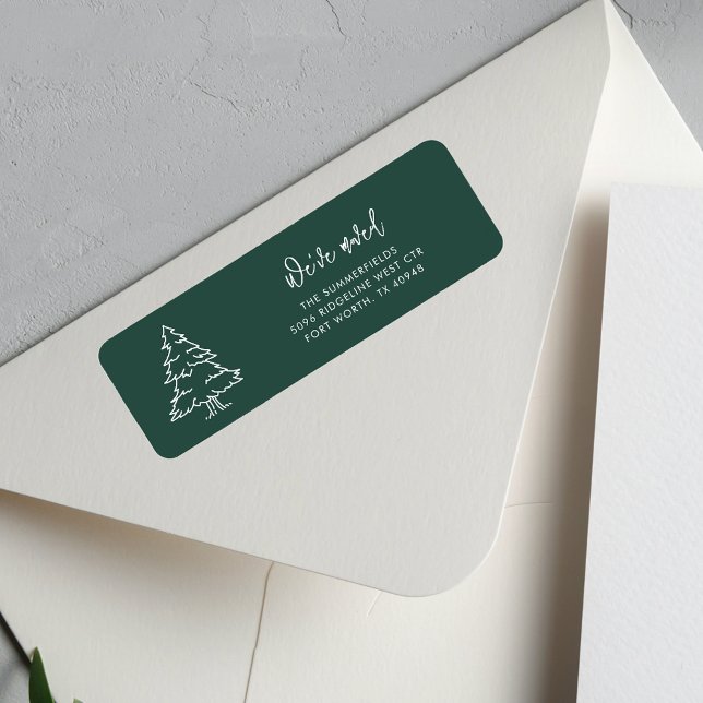 Arbre de Noël Nom de famille Déménagement Adresse  (Christmas Tree Family Name Moving Return Address Label)