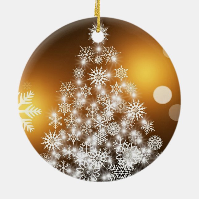 Arbre de Noël Ornement d'or avec flocons de neige (Dos)