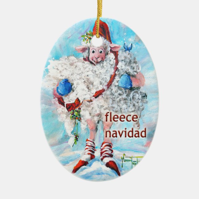 Arbre de Noël Ornement ovale Mouton Fleece Navidad (Devant)