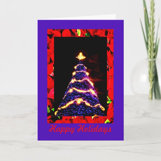 Arbre de Noël pourpre, carte de Noël (Devant)